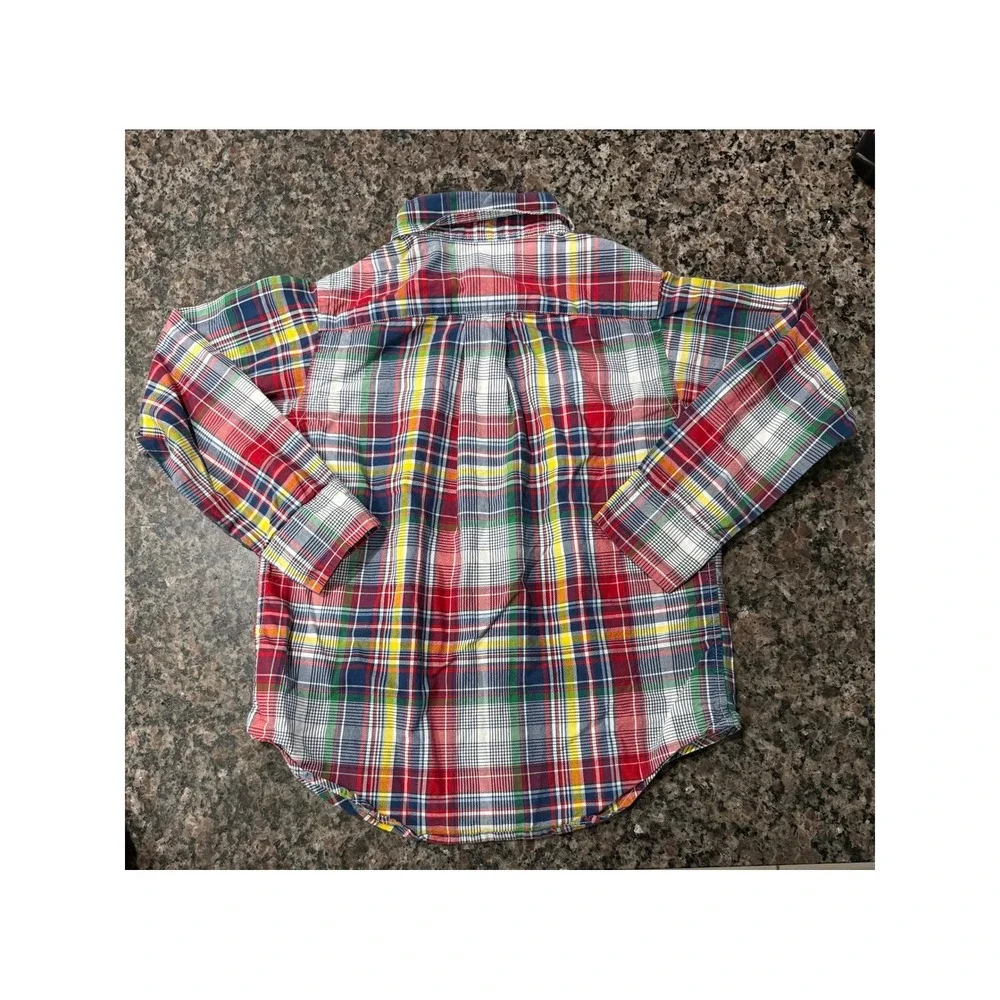 Ralph Lauren Kids‎ Boys Multi Color Plaid Button Down Shirt Size 4 4T B52